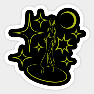 dancing girl with moon and stars Sticker
